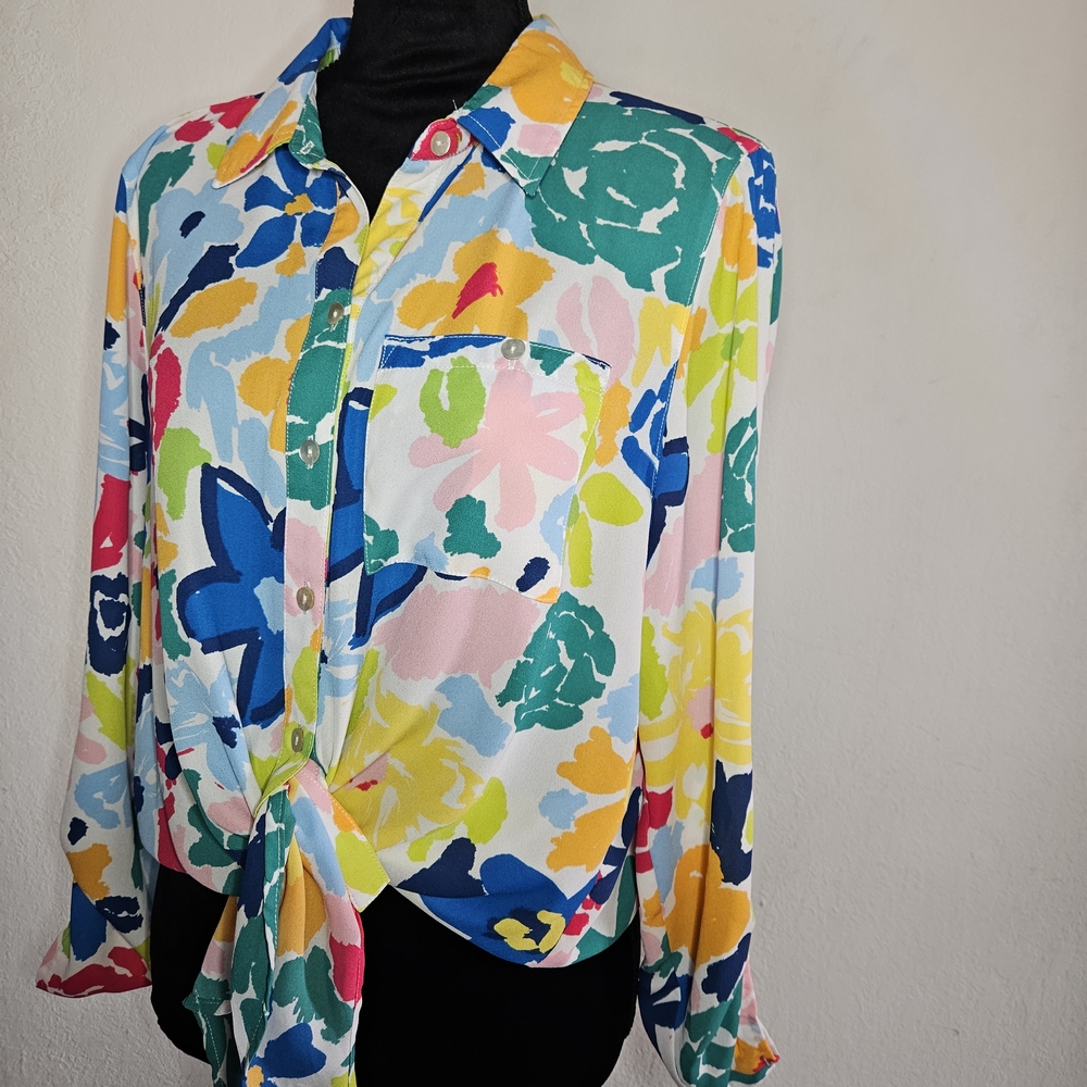 Multiples multicoloured floral button up blouse S… - image 2